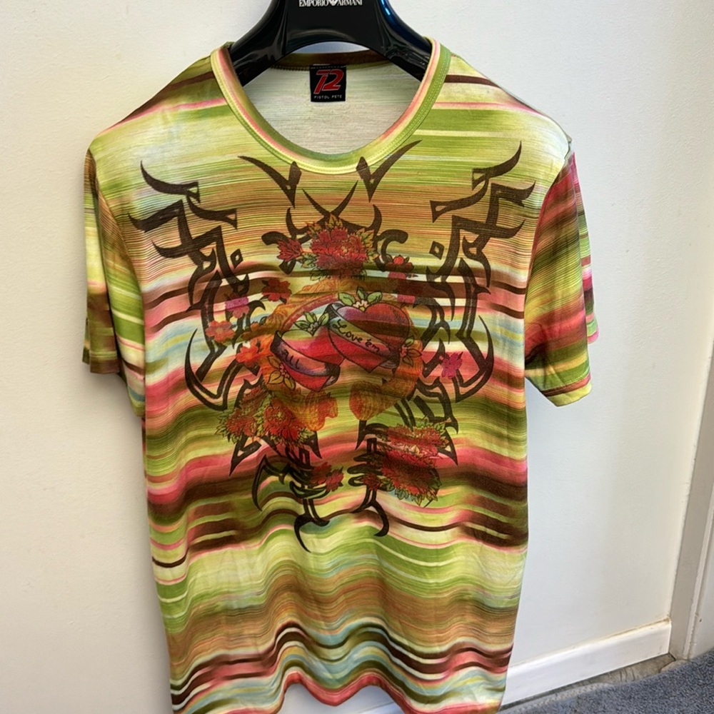 Men’s vintage 2k Pistol Pete tattoo printed fitted t-shirt L